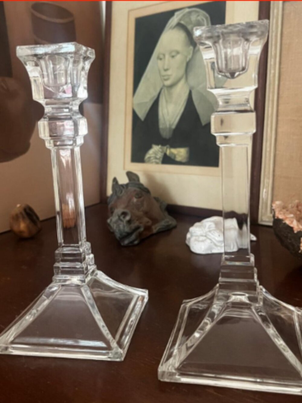 FLAWLESS vintage 80s solid lead crystal taper candlestick holders